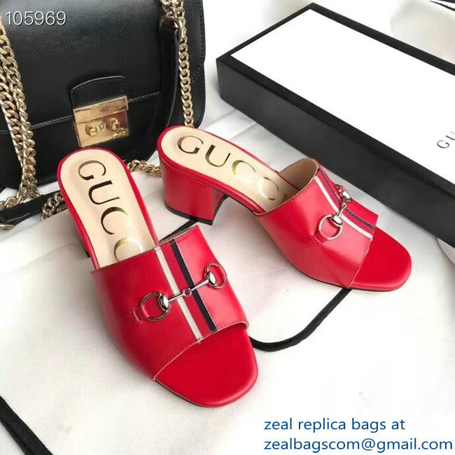 Gucci Horsebit and Sylvie Web Heel Slides Red 2019 - Click Image to Close