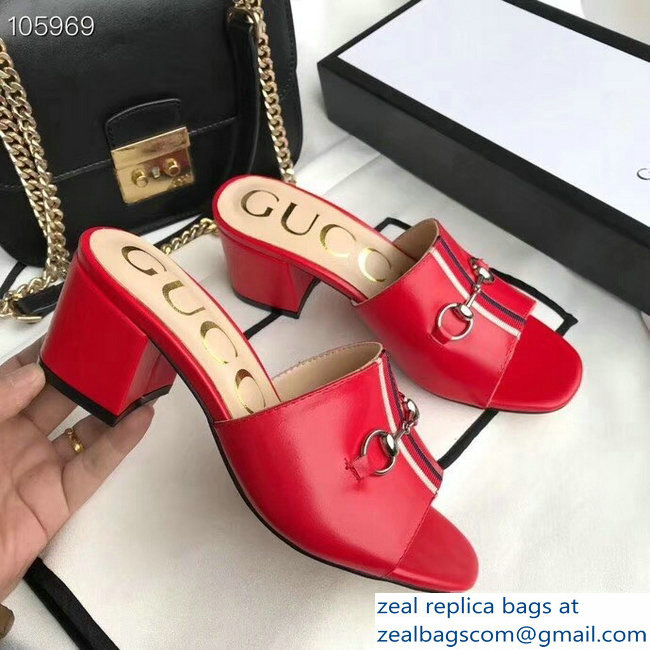 Gucci Horsebit and Sylvie Web Heel Slides Red 2019 - Click Image to Close