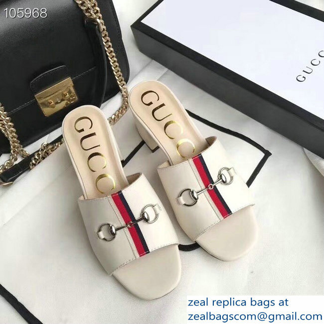 Gucci Horsebit and Sylvie Web Heel Slides White 2019