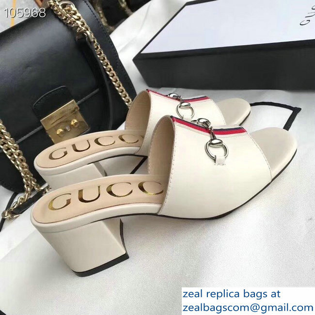 Gucci Horsebit and Sylvie Web Heel Slides White 2019