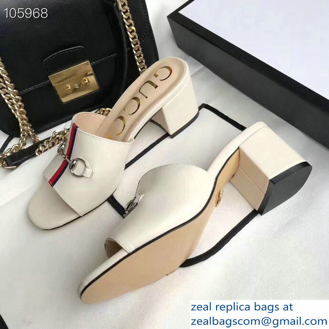 Gucci Horsebit and Sylvie Web Heel Slides White 2019 - Click Image to Close