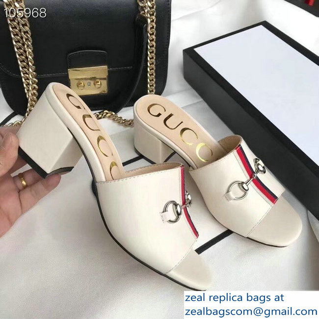 Gucci Horsebit and Sylvie Web Heel Slides White 2019