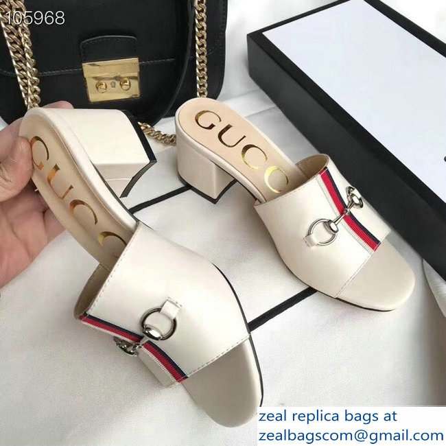 Gucci Horsebit and Sylvie Web Heel Slides White 2019