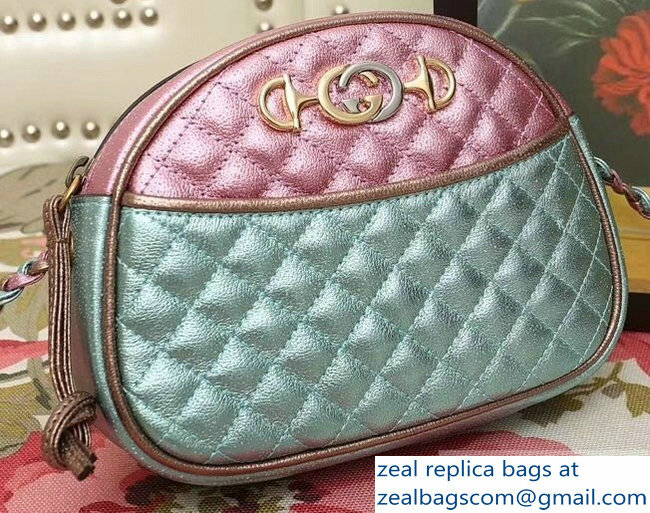 Gucci Laminated Leather Small Bag 510388 Metallic Pink/Green 2019 - Click Image to Close