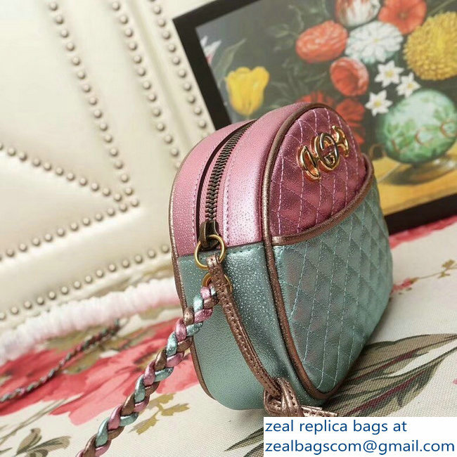 Gucci Laminated Leather Small Bag 510388 Metallic Pink/Green 2019 - Click Image to Close