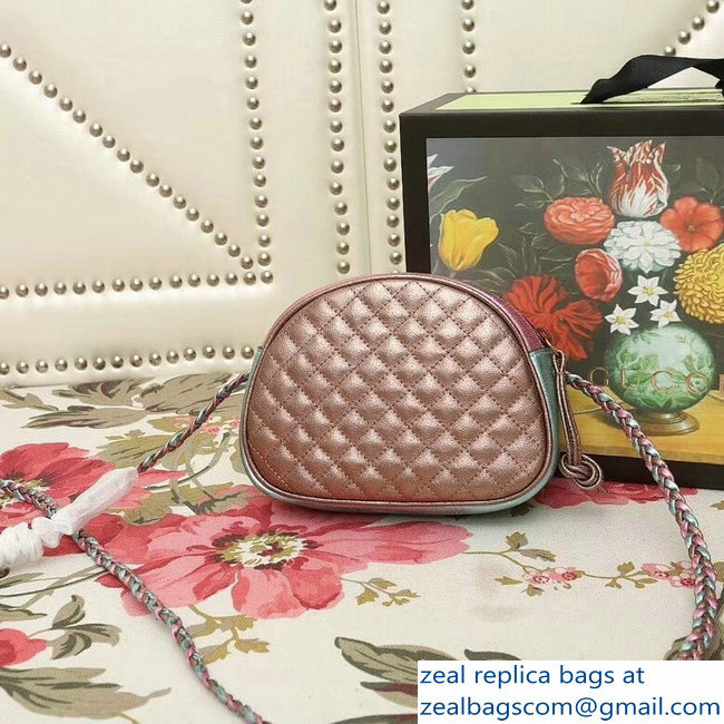 Gucci Laminated Leather Small Bag 510388 Metallic Pink/Green 2019