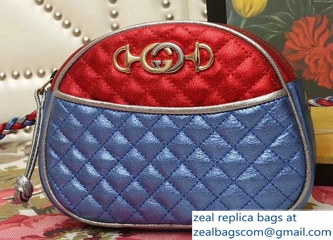 Gucci Laminated Leather Small Bag 510388 Metallic Red/Blue 2019 - Click Image to Close