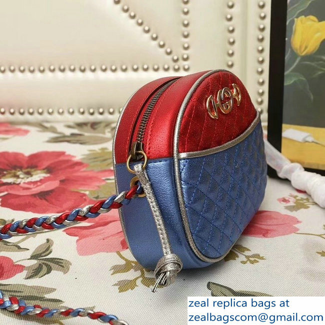 Gucci Laminated Leather Small Bag 510388 Metallic Red/Blue 2019