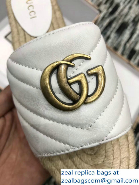 Gucci Leather Espadrilles Slides Sandals White With Double G 573028 2019