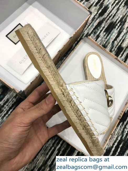 Gucci Leather Espadrilles Slides Sandals White With Double G 573028 2019