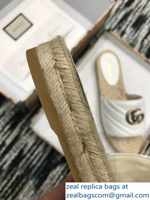 Gucci Leather Espadrilles Slides Sandals White With Double G 573028 2019 - Click Image to Close