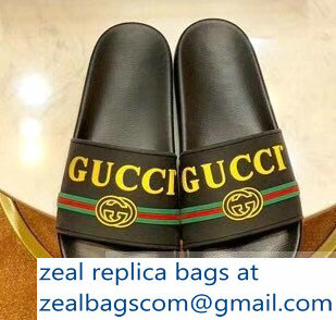 Gucci Yellow Logo and Web GG Slides 2019 - Click Image to Close