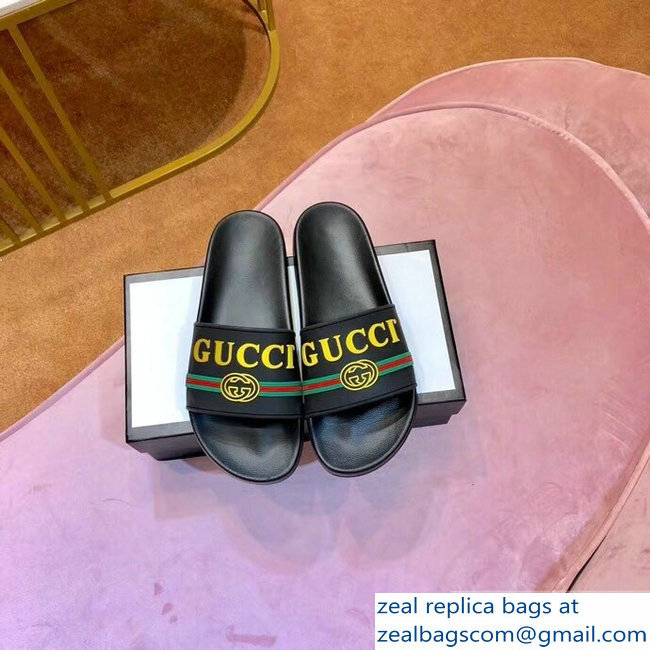 Gucci Yellow Logo and Web GG Slides 2019 - Click Image to Close