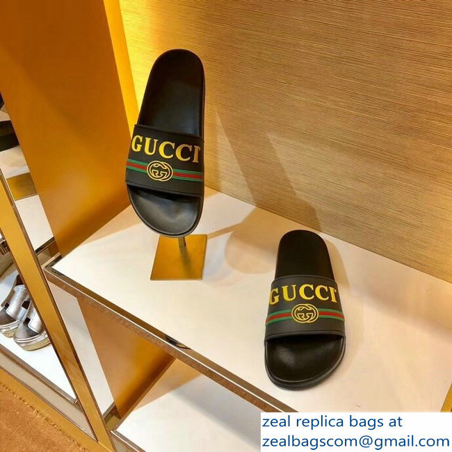 Gucci Yellow Logo and Web GG Slides 2019 - Click Image to Close