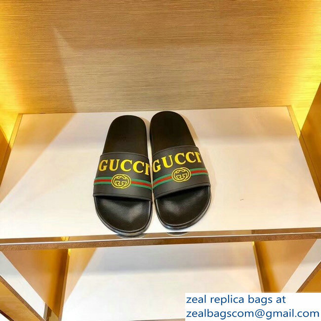 Gucci Yellow Logo and Web GG Slides 2019 - Click Image to Close