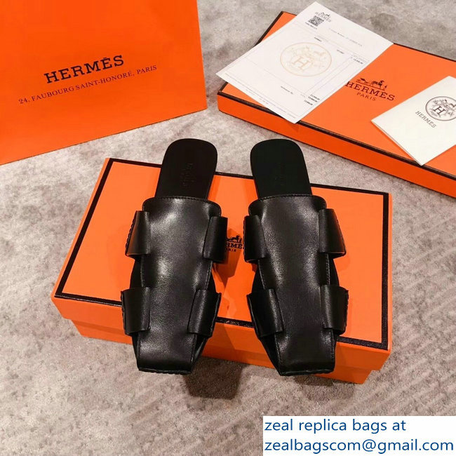 Hermes Calfskin Ruse Mules Black 2019