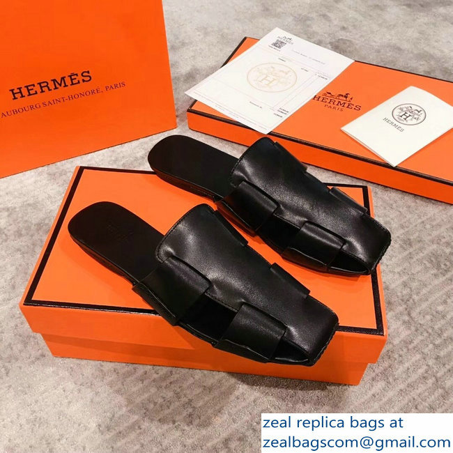 Hermes Calfskin Ruse Mules Black 2019