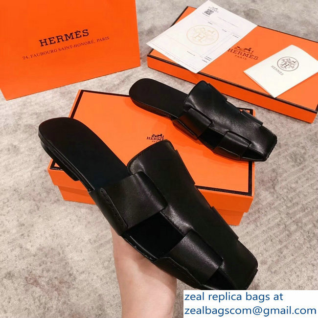 Hermes Calfskin Ruse Mules Black 2019