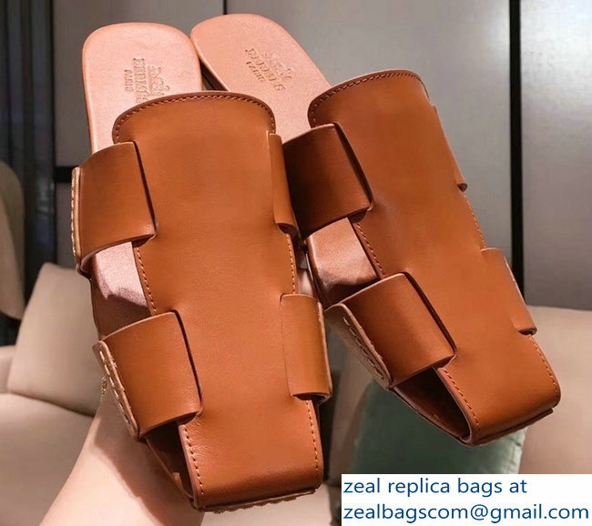 Hermes Calfskin Ruse Mules Brown 2019 - Click Image to Close