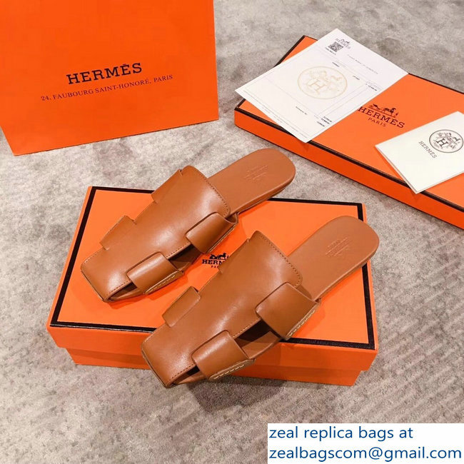 Hermes Calfskin Ruse Mules Brown 2019