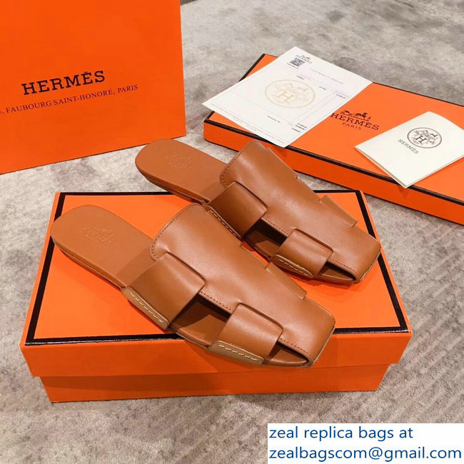Hermes Calfskin Ruse Mules Brown 2019 - Click Image to Close