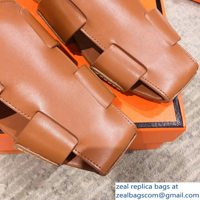 Hermes Calfskin Ruse Mules Brown 2019 - Click Image to Close