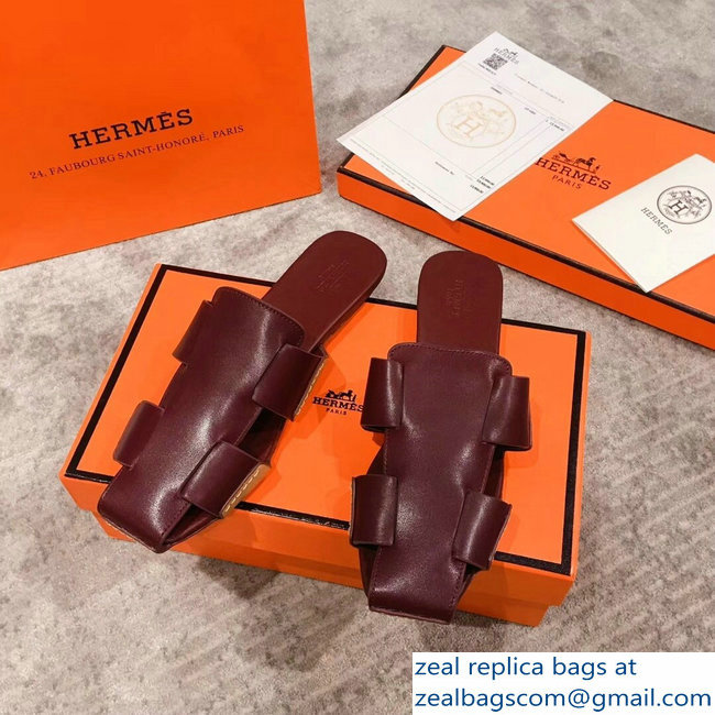 Hermes Calfskin Ruse Mules Burgundy 2019 - Click Image to Close