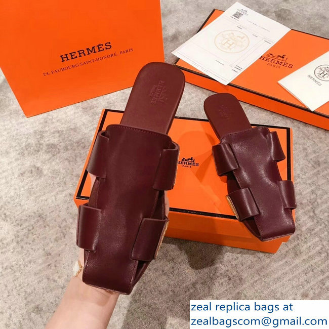 Hermes Calfskin Ruse Mules Burgundy 2019 - Click Image to Close