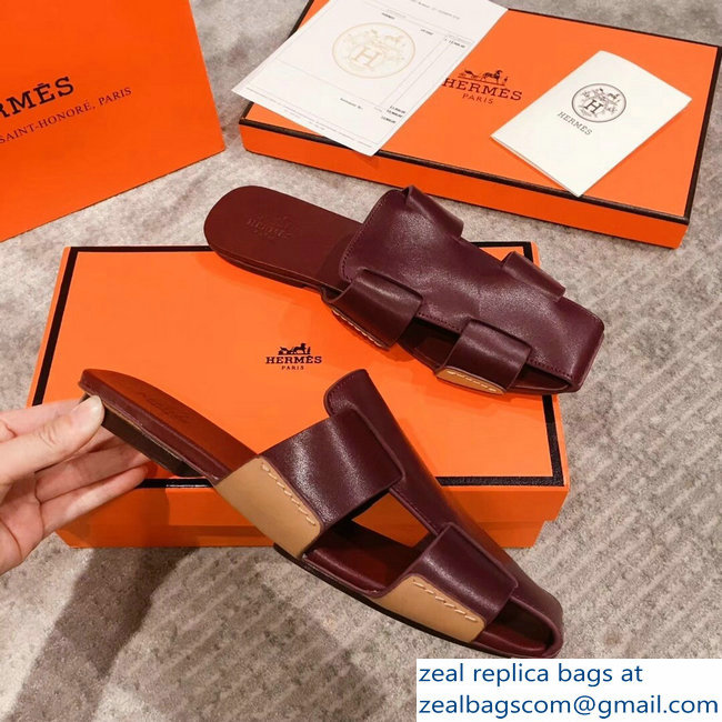 Hermes Calfskin Ruse Mules Burgundy 2019