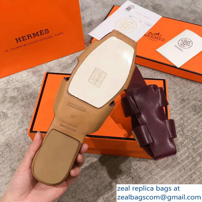 Hermes Calfskin Ruse Mules Burgundy 2019 - Click Image to Close
