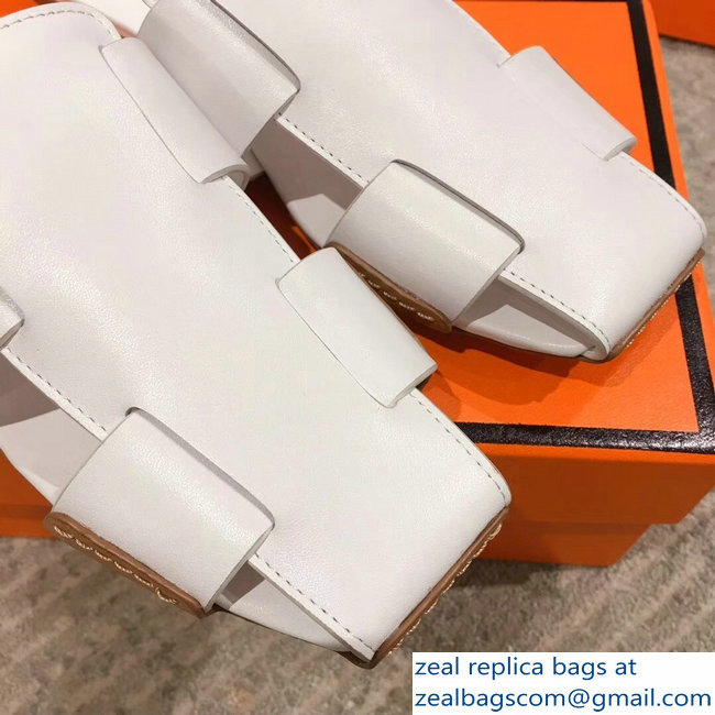 Hermes Calfskin Ruse Mules White 2019