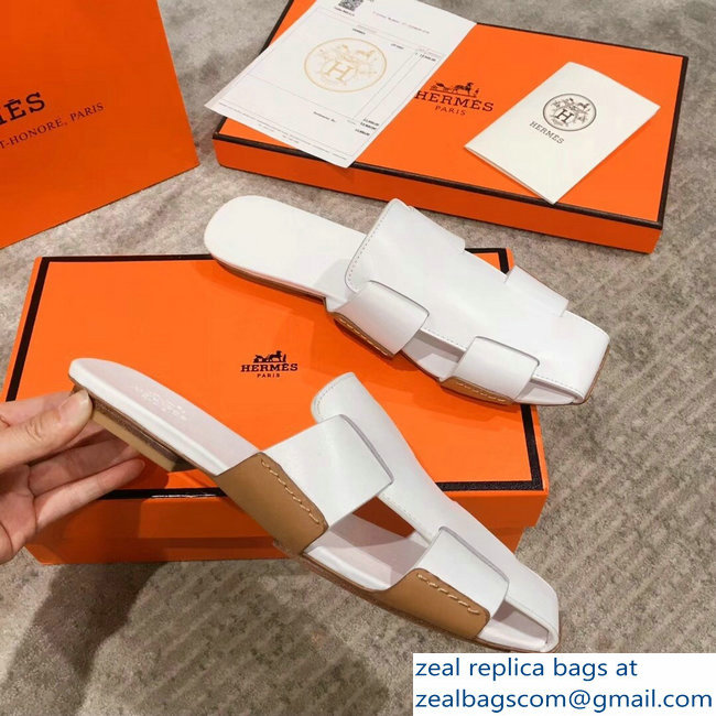 Hermes Calfskin Ruse Mules White 2019 - Click Image to Close