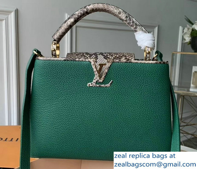 Louis Vuitton Capucines BB Bag Python Handle and Flap N95384 Louxor Green - Click Image to Close