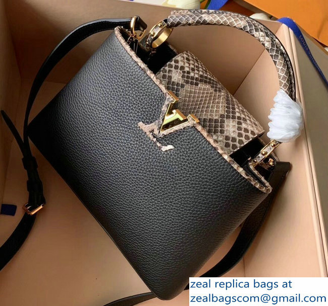 Louis Vuitton Capucines BB Bag Python Handle and Flap N95509 Black - Click Image to Close