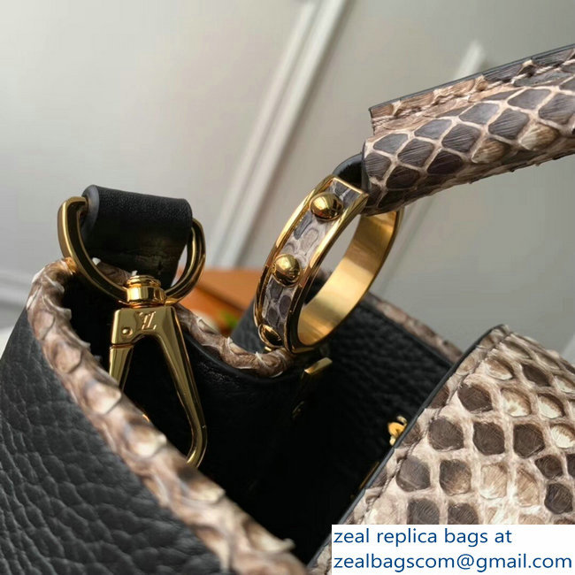 Louis Vuitton Capucines BB Bag Python Handle and Flap N95509 Black