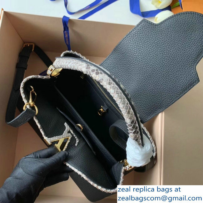 Louis Vuitton Capucines BB Bag Python Handle and Flap N95509 Black - Click Image to Close