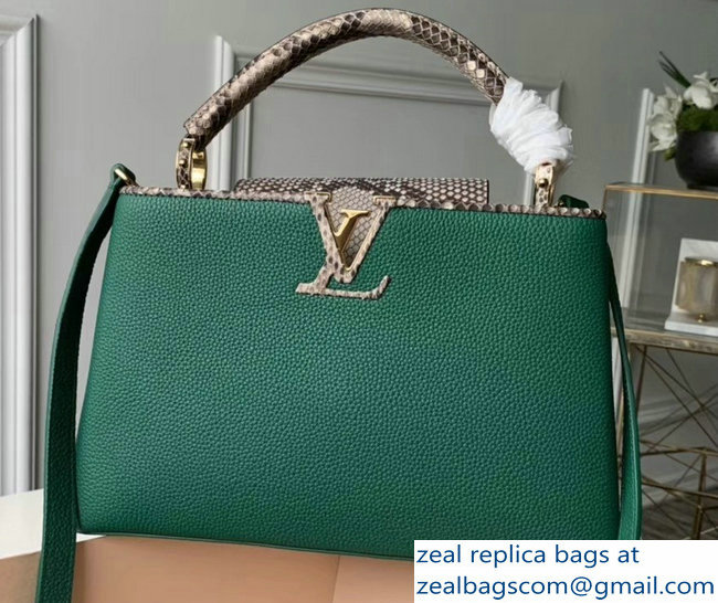 Louis Vuitton Capucines PM Bag Python Handle and Flap N95382 Green - Click Image to Close