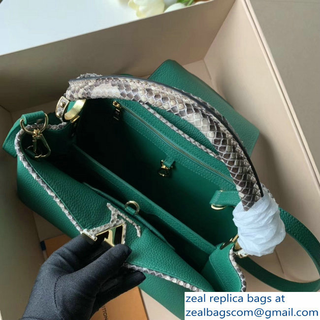 Louis Vuitton Capucines PM Bag Python Handle and Flap N95382 Green