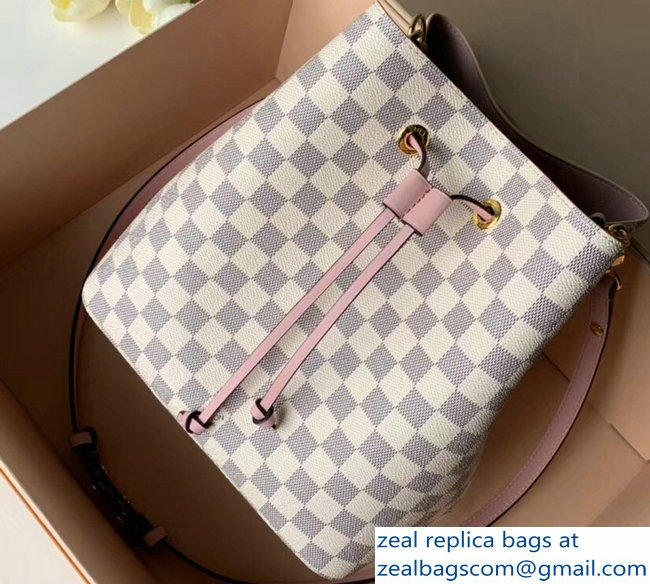 Louis Vuitton Damier Azur Canvas NeoNoe Bucket Bag N40151 Pink - Click Image to Close