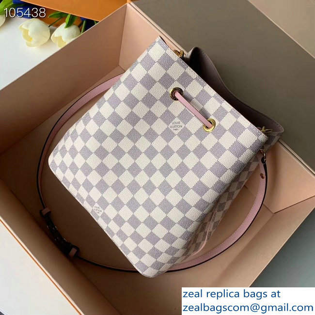 Louis Vuitton Damier Azur Canvas NeoNoe Bucket Bag N40151 Pink - Click Image to Close