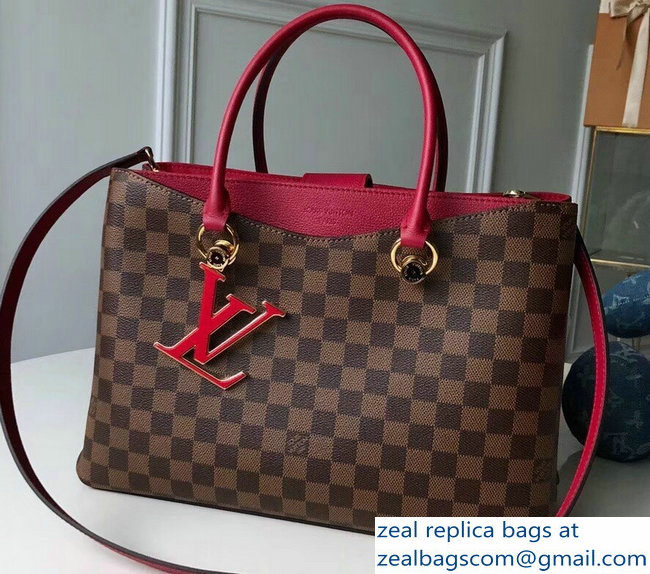 Louis Vuitton Damier Ebene Canvas LV Riverside Tote Bag N40052 Lie de Vin 2019 - Click Image to Close