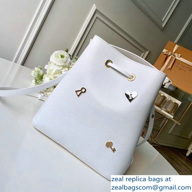 Louis Vuitton Love Lock Epi Leather NeoNoe Bucket Bag M53238 White - Click Image to Close