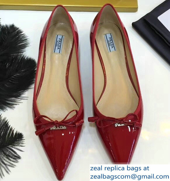 Prada Ballerinas Flats Red with Bow 2019 - Click Image to Close