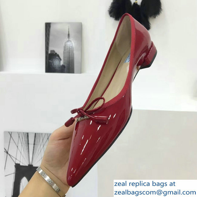 Prada Ballerinas Flats Red with Bow 2019 - Click Image to Close