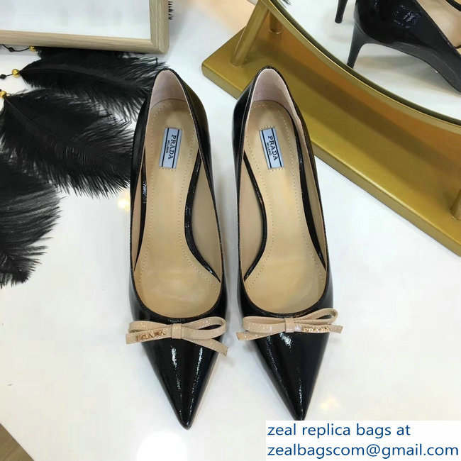 Prada Mid-Heel Pumps Black with Bow 2019 - Click Image to Close