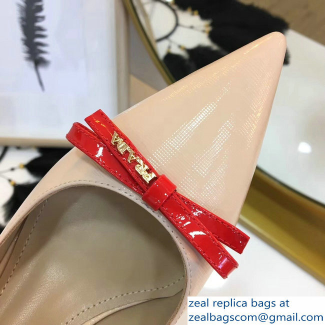 Prada Mid-Heel Pumps Nude with Bow 2019 - Click Image to Close
