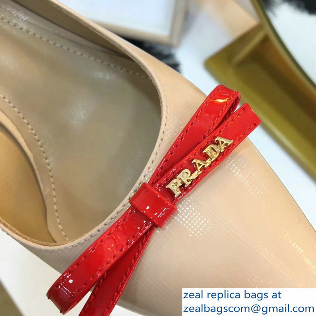 Prada Mid-Heel Pumps Nude with Bow 2019 - Click Image to Close