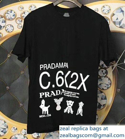 Prada Pradamalia Cotton T-shirt Black 2019 - Click Image to Close