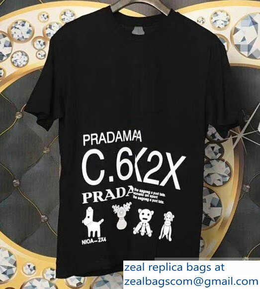 Prada Pradamalia Cotton T-shirt Black 2019