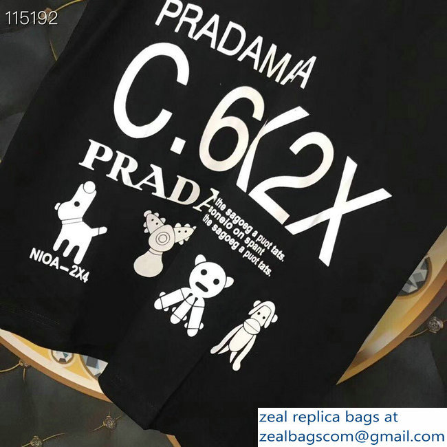 Prada Pradamalia Cotton T-shirt Black 2019 - Click Image to Close